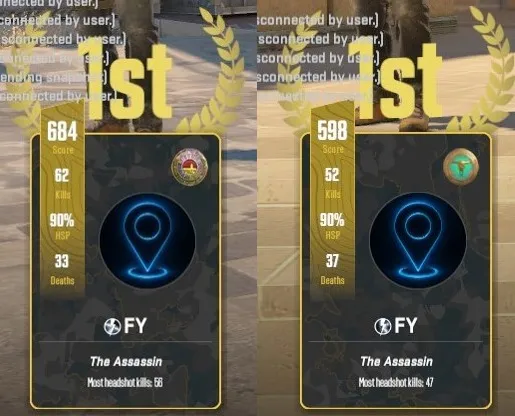 Screenshot showing over 90% HS rate in DM